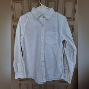 Amazon Essential Shirt SzM Buttonup White Cotton Collar/Cuffs Pleat Back NWT